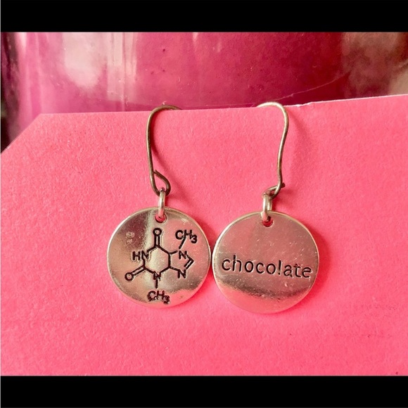Chocolate Chemical Structure handmade dangle earrings - New - Picture 2 of 2